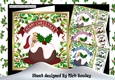  4 Peek a boo teddies with christmas pudding card fronts 8x8  Minn kit