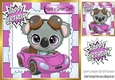 Cute Koala Bear in little pink car 8x8
