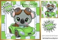 Cute Koala Bear in little green car 8x8
