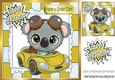 Cute Koala Bear in little gold car 8x8