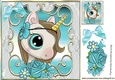 Sweet princess unicorn watercolour flowers & turq bow 8X8