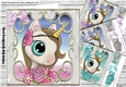 4 Sweet princess unicorn watercolour flowers & bow card fronts 8X8 mini kit