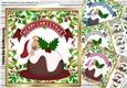  4 Peek a boo teddies with christmas puddings card fronts 8x8  mini kit