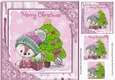 Cute fox with in winter hat with little bird 8x8 (lilac)