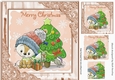 Cute fox with in winter hat with little bird 8x8 (brown)