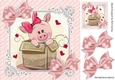 cute piggy in a box with hearts and pink bows 8x8