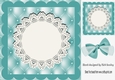Pretty turq quilt effect card front with lace doily 8x8