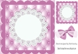 Pretty pink quilt effect card front with lace doily 8x8