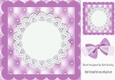 Pretty lilac quilt effect card front with lace doily 8x8