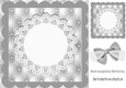 Pretty silver quilt effect card front with lace doily 8x8