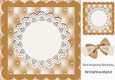 Pretty gold quilt effect card front with lace doily 8x8