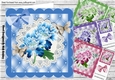 4 Pretty flowers with paper butterflies on lace with bow card front 8x8 mini kit