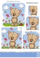 Cute teddy in flower garden square pyramids