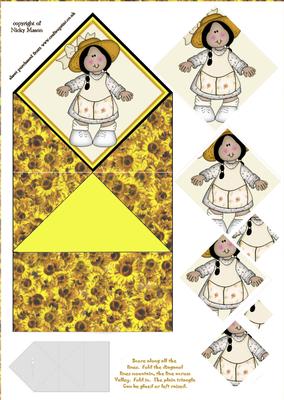 Girl in Beige with Sunflowers Spring Card