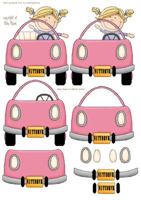 Girl New Driver Wobble Card Decoupage Sheet