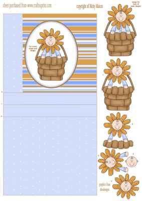 Sunflower Baby in Basket Tent Card