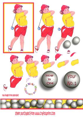 Lady Golfer Decoupage