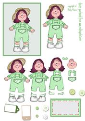 Little Mint Girl Decoupage Topper