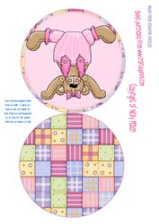 Cartwheeling Girl Bear Rolling Card. Base