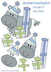 Rocking Hippo Decoupage Sheet