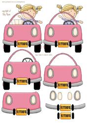 Girl New Driver Wobble Card Decoupage Sheet