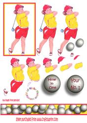 Lady Golfer Decoupage