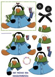Blue Penguin Wobble Decoupage