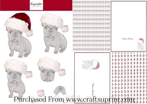 French Bulldog Santa Card Kit