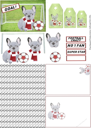 Football Dog Red & White Card Kit
