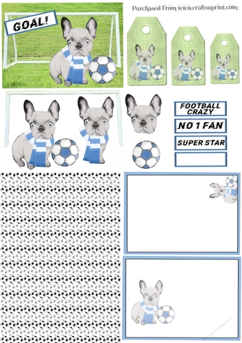 Football Dog Blue & White Card Kit