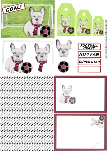 Football Dog Red White & Black Card Kit