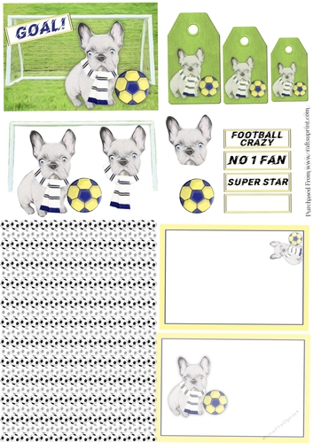 Football Dog Yellow & Blue Card Kit