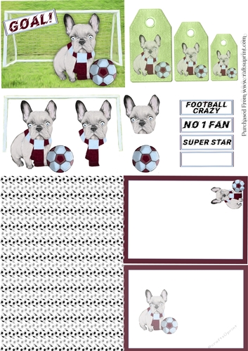 Football Dog Claret & Blue Card Kit