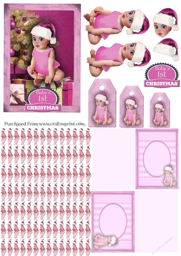 Baby Girls First Christmas Card Kit