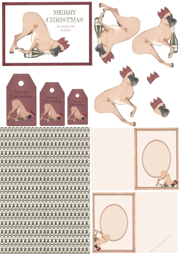 Insane Great Dane Christmas Card Kit