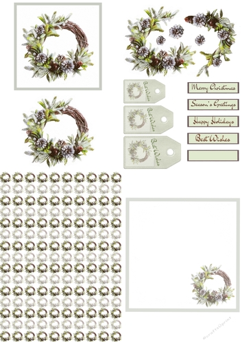 Christmas Wreath  Decoupage Card Kit