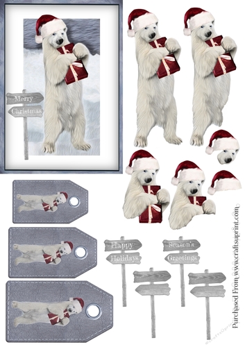 Christmas Polar Bear Decoupage 