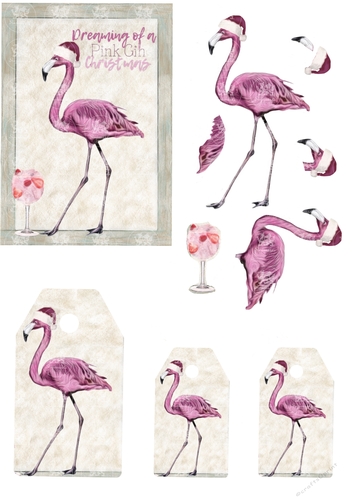 Pink Gin Flamingo Christmas Decoupage 