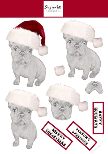 French Bulldog Christmas Decoupage 