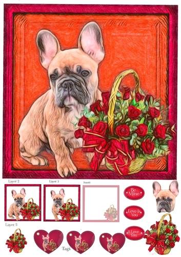 Cute French Bulldog Valentines Card