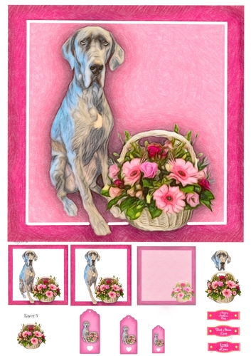 Cute Great Dane Mothers Day Card Kit