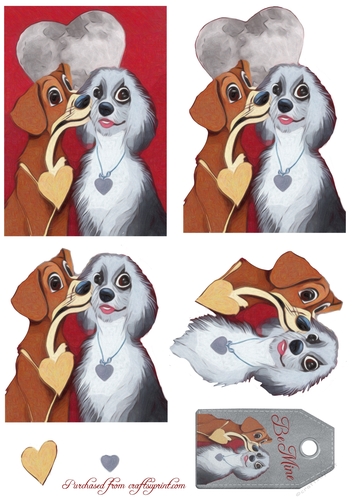 Valentines Cute Dogs In Front Of A Heart Shaped Moon
