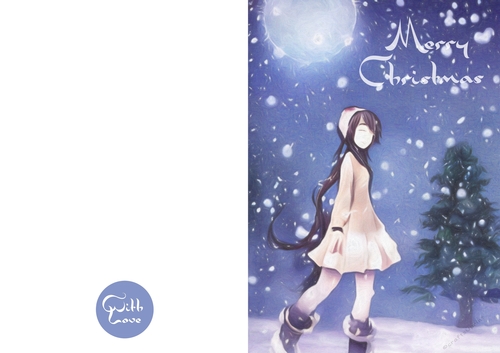 Anime Girl Quick Print Christmas Card