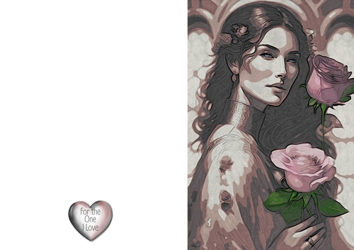 Lady With Roses Portrait Quick card