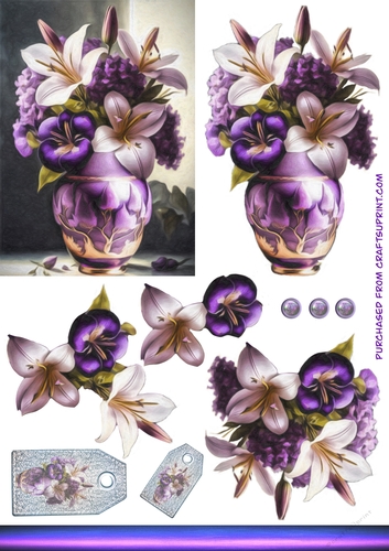 Vase Of Flowers Decoupage Card Set