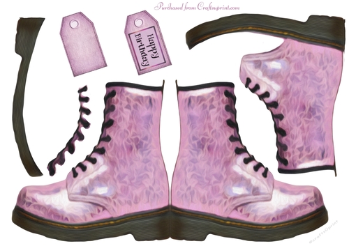 Pink Boot Card Sheet