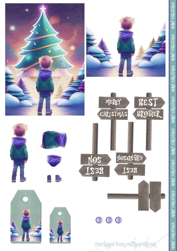Young Boys Magical Christmas Card Sheet