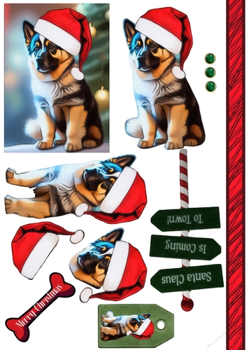 German Shepherd Santa Card Sheet