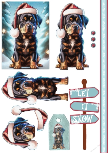 Christmas Rottweiler Pup Card Sheet