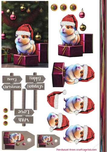 Christmas Guinea Pig Card Sheet